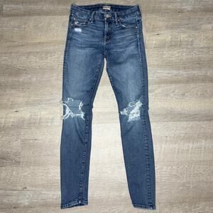 Mother The Looker Song of the Cowboys Distressed Denim Skinny Blue Jeans Size 25